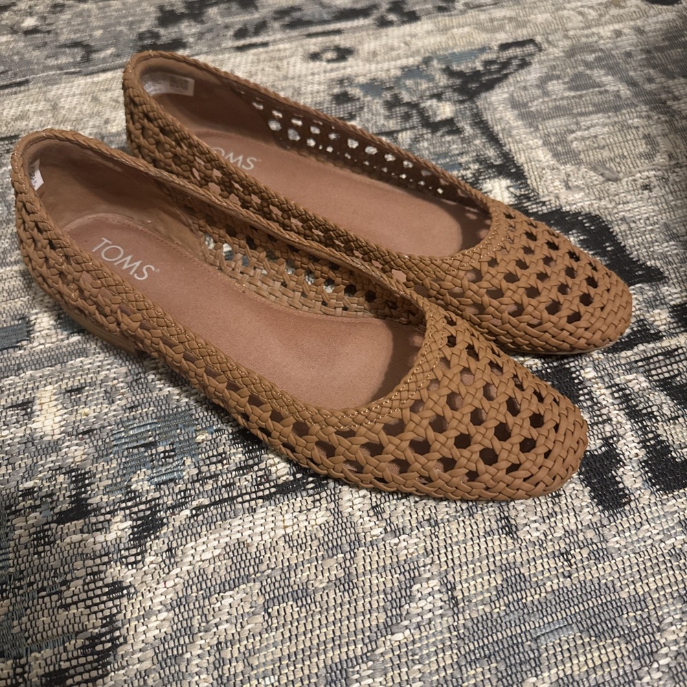 TOMS Briella Brown Sugar Woven Ballet Flats Size 11 Women's Pre-owned EUC